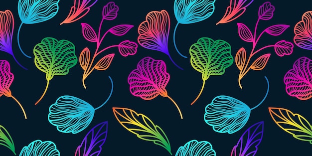 Kleurrijk naadloos bloemenpatroon met gradiëntstijl Handgetekend bloemmotief voor modebehang Inpakpapier Achtergrondstof Textielkleding en kaartontwerp