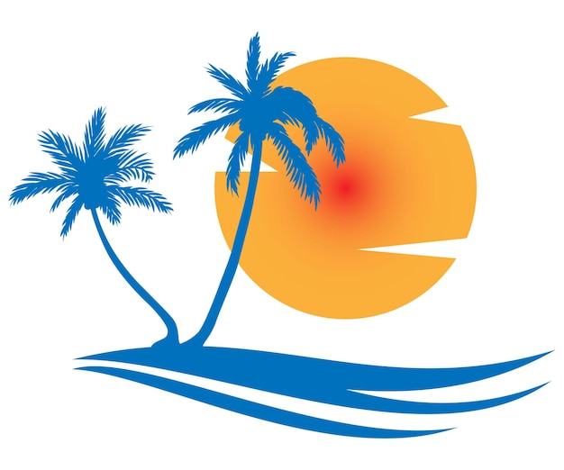 Kleurrijk strand logo ontwerp, vector illustratie grafisch ontwerp,