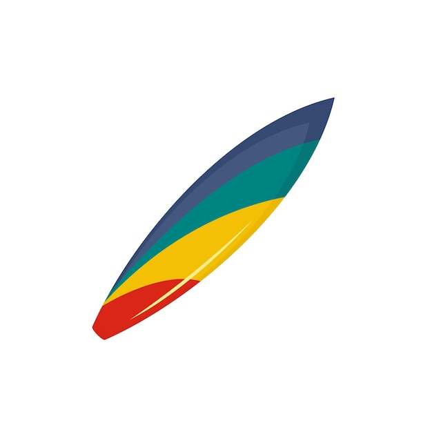 Kleurrijk surfplankpictogram Vlakke afbeelding van kleurrijk surfplank vectorpictogram voor web dat op wit wordt geïsoleerd