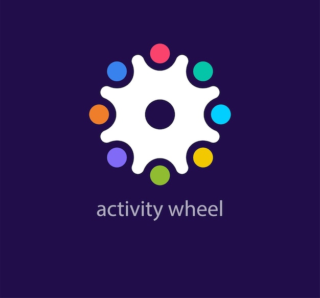 Kleurrijk teamwork-logo Uniek ontwerp kleurovergangen Creatieve activiteit wiel logo sjabloon