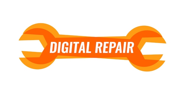 Kleurrijk teken voor digitale apparatuur reparatie vector logo illustratie geïsoleerd op wit