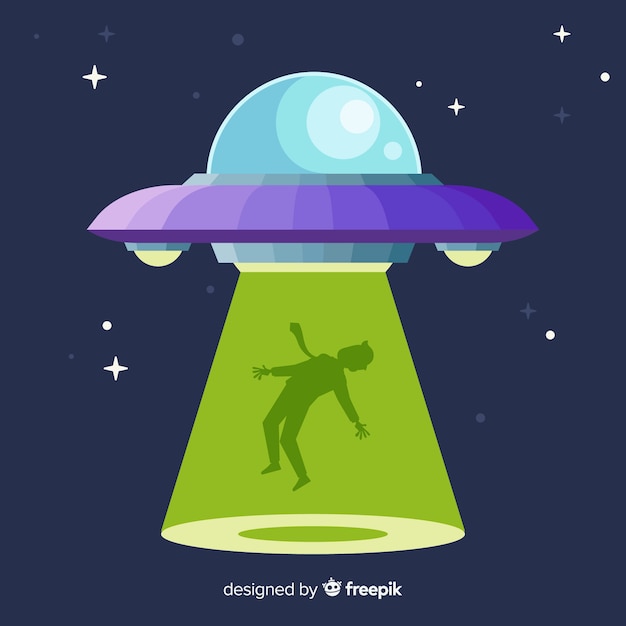 Kleurrijk ufoabductieconcept met vlak ontwerp