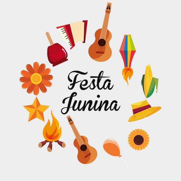 Kleurrijk van festa-junina met over witte achtergrond