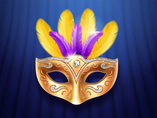 Kleurrijk veren maskerade carnavalfeest masker