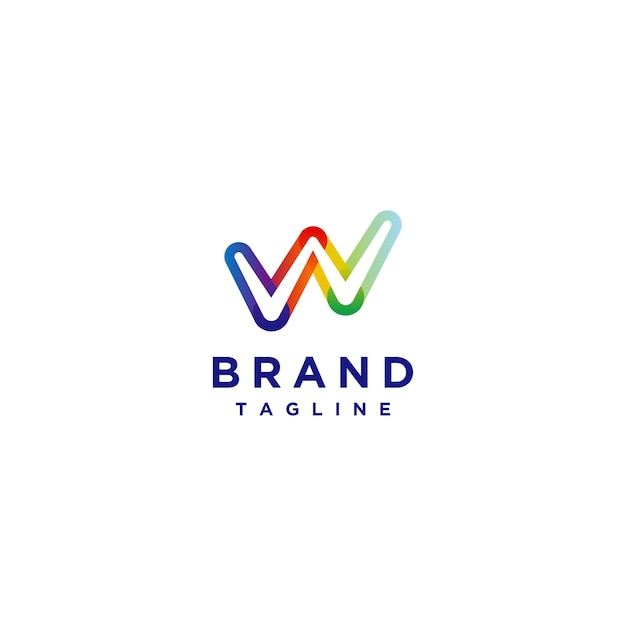 Kleurrijk W bergop grafisch ontwerp Logo. Kleurrijke eerste W brief Logo ontwerp.