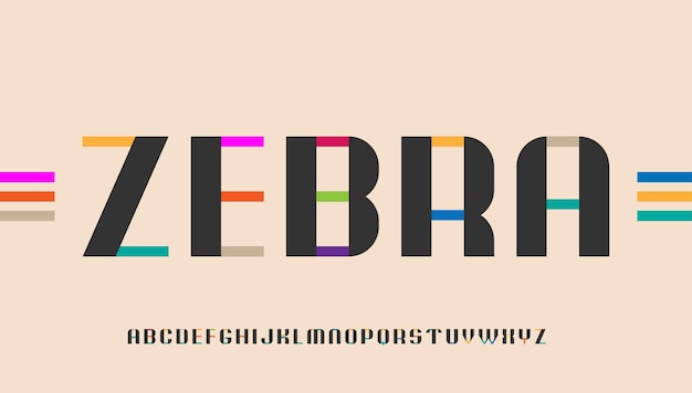 Vector kleurrijk zebra typografie letter logo ontwerp