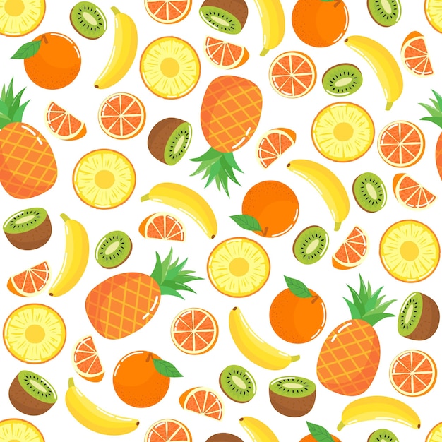 Kleurrijk zomer naadloos patroon met exotisch fruit Vectorillustratie