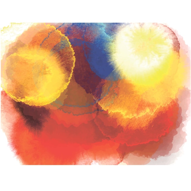 Kleurrijke abstracte aquarel vlek met spatten en spatten rode en gele tinten kleur Vector