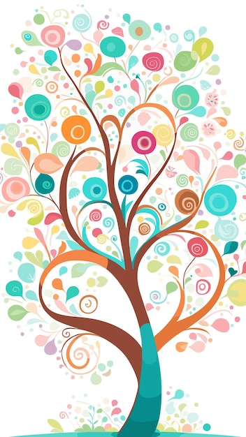 Vector kleurrijke abstracte boom tekening cartoon kunstwerk vector