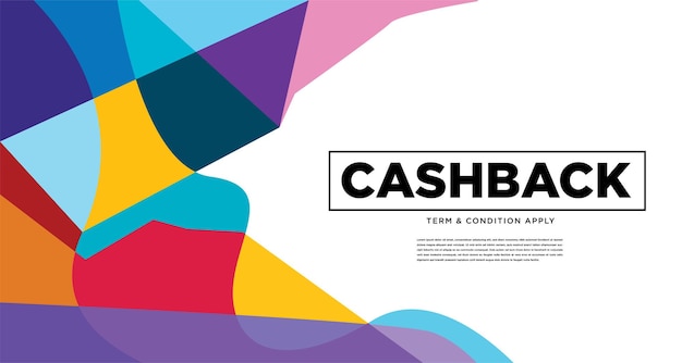 Kleurrijke abstracte geometrische en vloeiende sjabloon voor spandoek voor marketing promotiemateriaal Giveaway cashback cadeaubon en lidkaart bonus ontwerpsjabloon