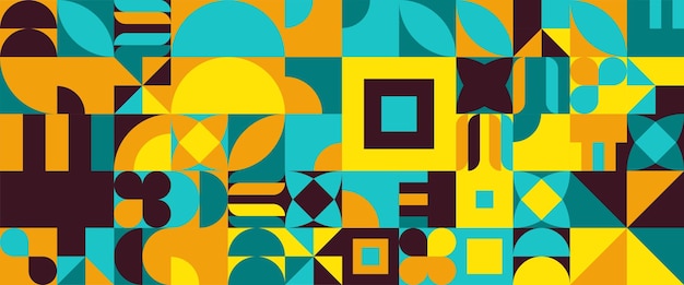 Kleurrijke abstracte geometrische mozaïek bannerontwerp met eenvoudige vormen Voor presentatie achtergrond banner achtergrond poster certificaat jaarverslag omslag