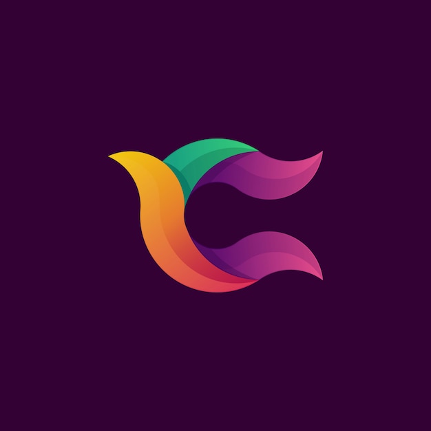 Kleurrijke abstracte letter c logo premium