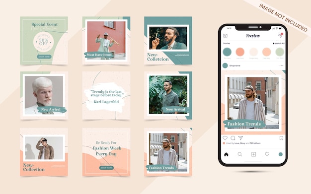 Kleurrijke abstracte naadloze sociale media carrouselpostbanner voor instagram modeverkooppromotie
