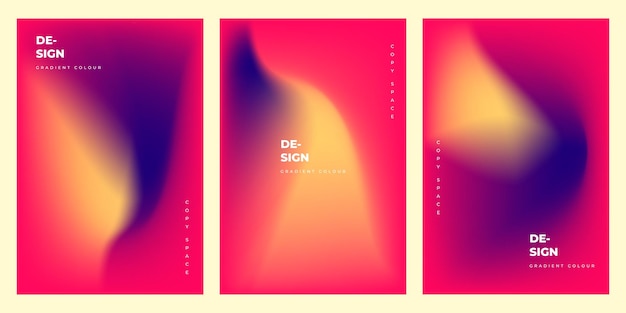 Kleurrijke abstracte verloopnet posterontwerp set kopie ruimte