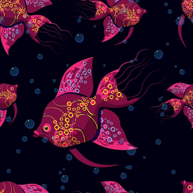 Kleurrijke abstracte vissen Vector naadloos patroon