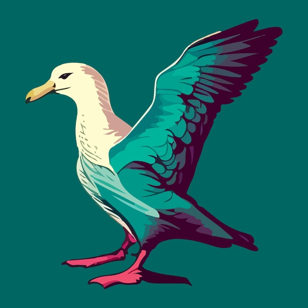 Kleurrijke albatros pop-art stijl vectorillustratie