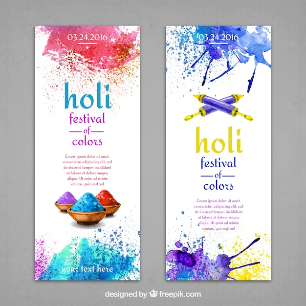 Kleurrijke artistieke holi banners