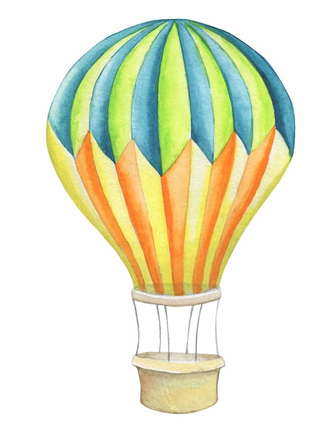 Kleurrijke ballon aquarel tekenen, cartoon stijl, op een geïsoleerde achtergrond.