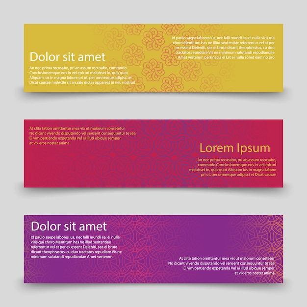 Kleurrijke banners sjabloon. banners met abstract ornamentenontwerp