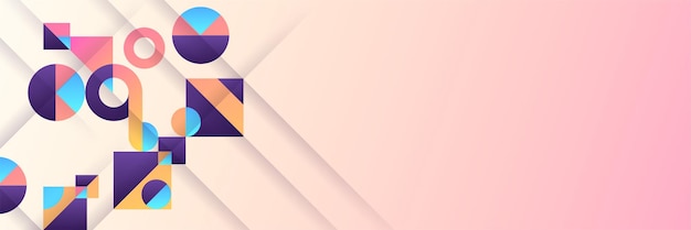 Kleurrijke bauhaus geometrische Memphis abstracte brede banner achtergrond. Vector abstract grafisch ontwerp banner patroon achtergrond sjabloon.