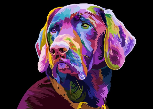 Vector kleurrijke beagle hond op pop-art geometrische veelhoekige dieren