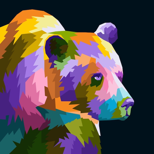 Vector kleurrijke beer pop art portret geïsoleerde decoratie