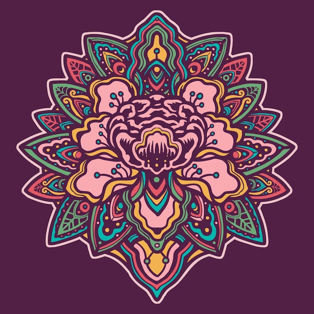 Kleurrijke bloem mandala handgemaakte illustratie