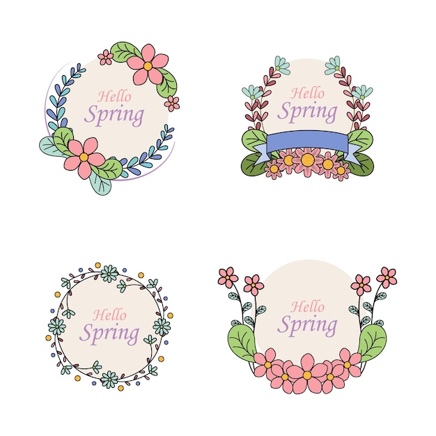 Vector kleurrijke bloemen badges collectie