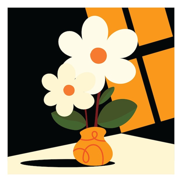 Kleurrijke bloemen en planten op vaas met de hand getekende vectorillustratie Bloemsierkunstcollectie