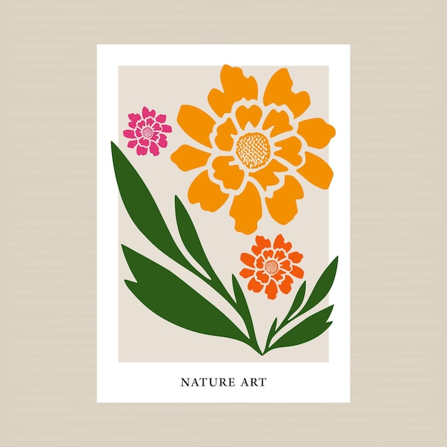 Kleurrijke bloemencompositie Moderne knipsels Botanische posterdruk