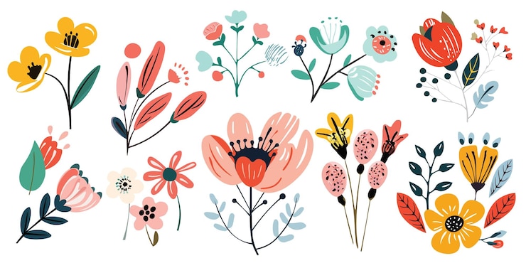 Vector kleurrijke bloemenvectoren in fleurdelis-stijl eps-formaat maken het gemakkelijk om te bewerken en de grootte te veranderen ideaal
