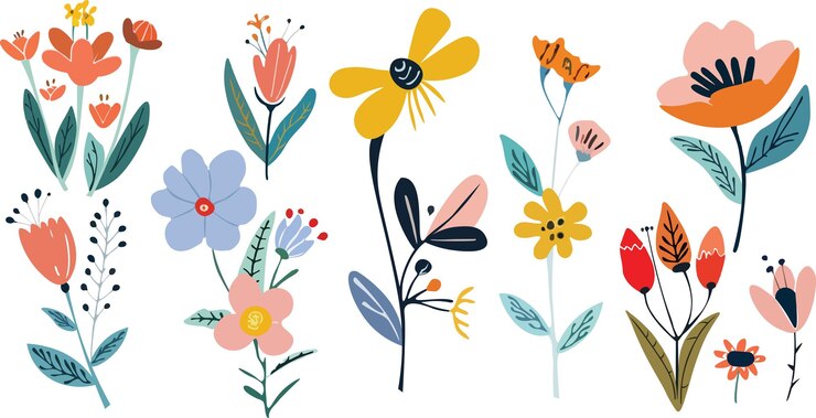 Vector kleurrijke bloemenvectoren in fleurdelis-stijl eps-formaat maken het gemakkelijk om te bewerken en de grootte te veranderen ideaal