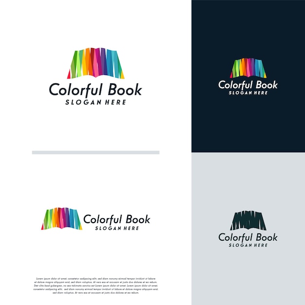 Kleurrijke boek logo ontwerpen concept vector, abstract boek logo