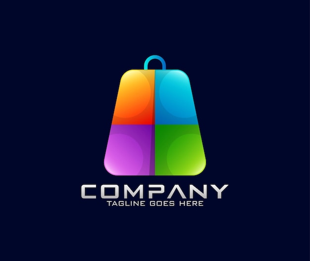Kleurrijke boodschappentas logo ontwerp online winkel logo ontwerpsjabloon winkelen logo