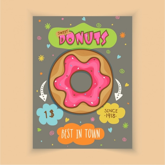 Kleurrijke brochure met lekkere donut