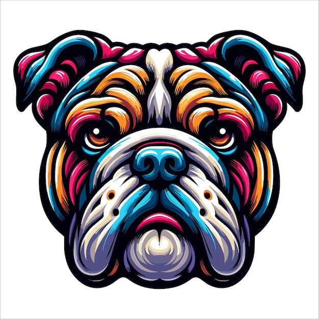 Kleurrijke Bulldog hoofd vector