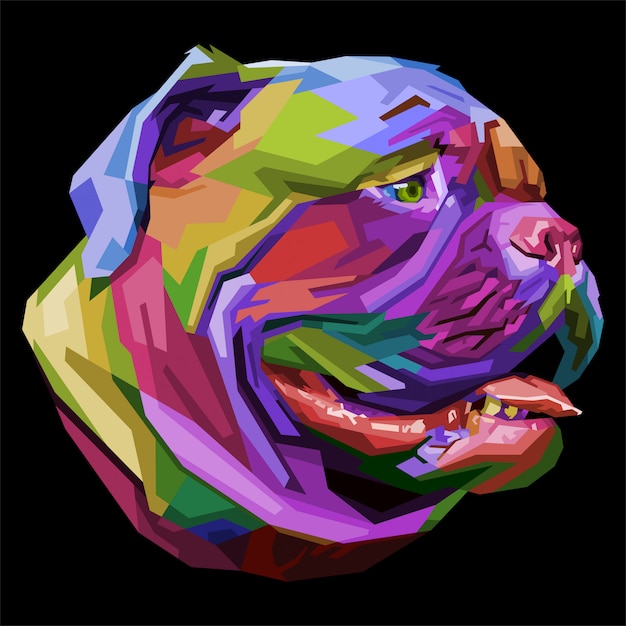 Vector kleurrijke bulldog op pop-art stijl.