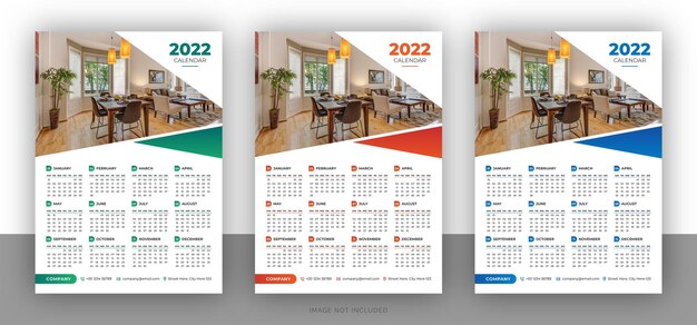 Kleurrijke business wall kalender ontwerp sjabloon