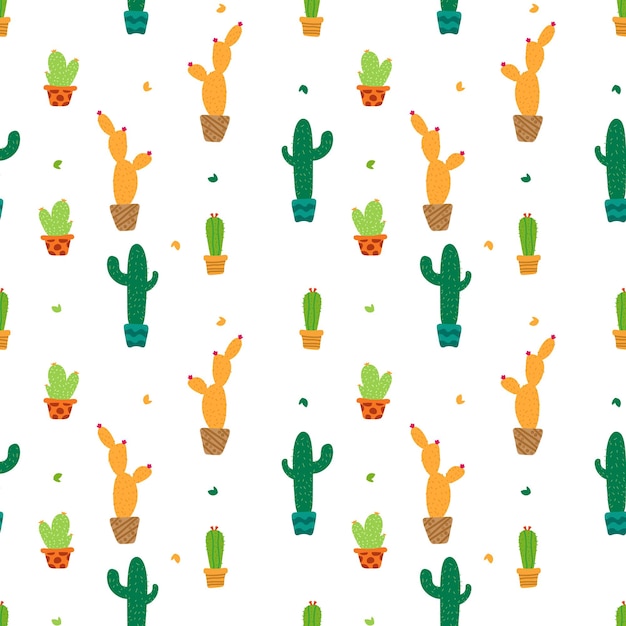 Kleurrijke cactus op naadloze patroonachtergrond. vector illustratie.