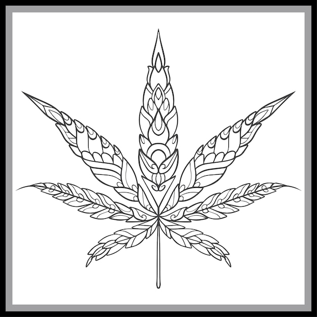 Vector kleurrijke cannabis mandala kunst geïsoleerd op zwarte achtergrond