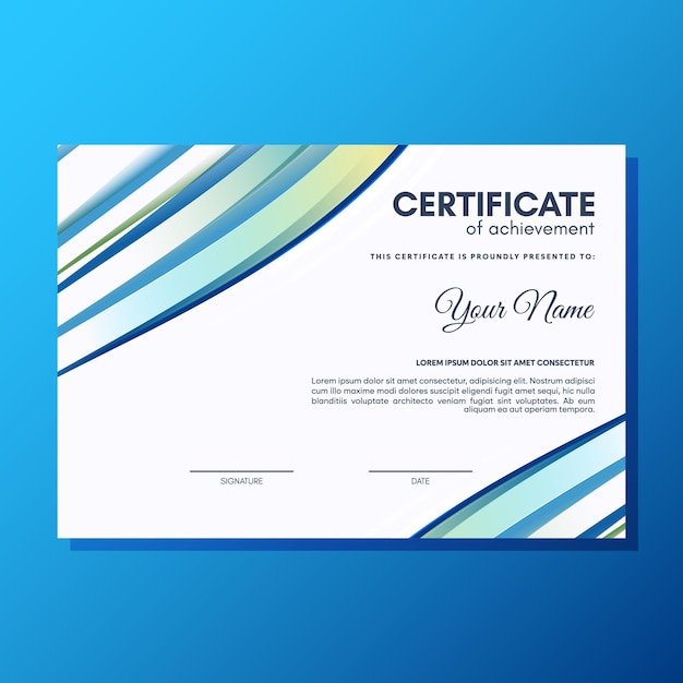 Vector kleurrijke certificaat van prestatie sjabloon met golf samenvatting