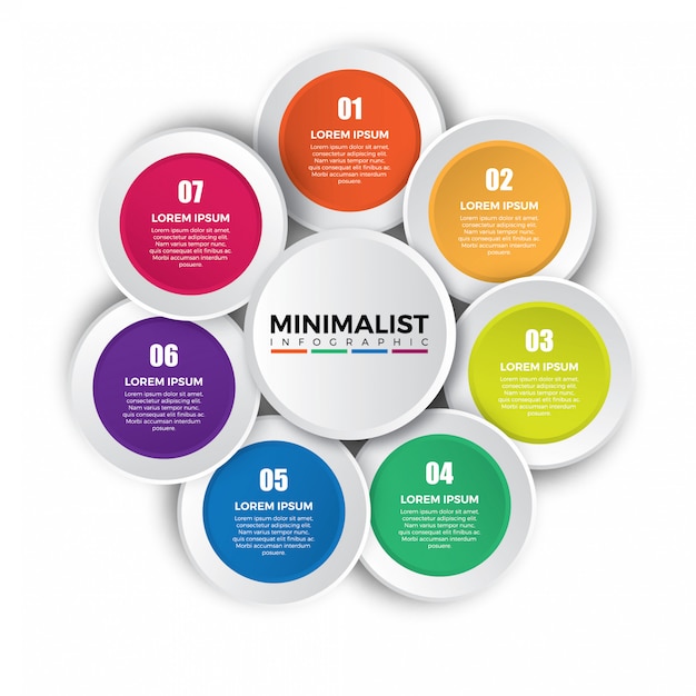 Kleurrijke circulaire infographic ontwerpsjabloon.