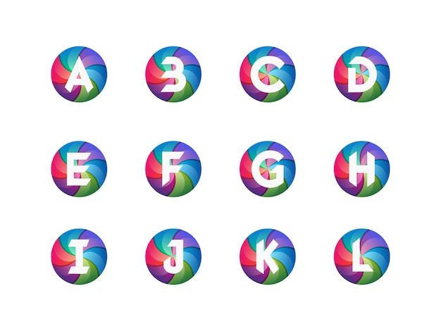 Vector kleurrijke cirkel letter logo ontwerp collectie