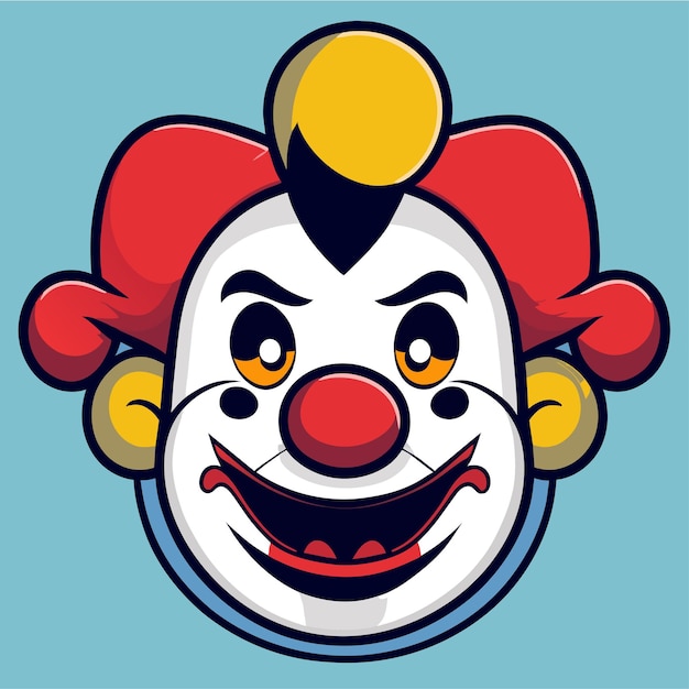 Kleurrijke clown jokker met de hand getekende platte stijlvolle cartoon sticker icoon concept geïsoleerde illustratie