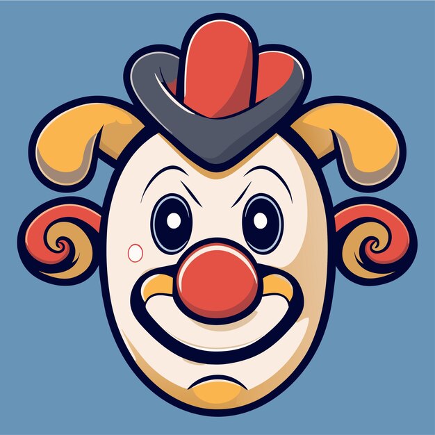 Vector kleurrijke clown met de hand getekend platte stijlvolle cartoon sticker icoon concept geïsoleerde illustratie