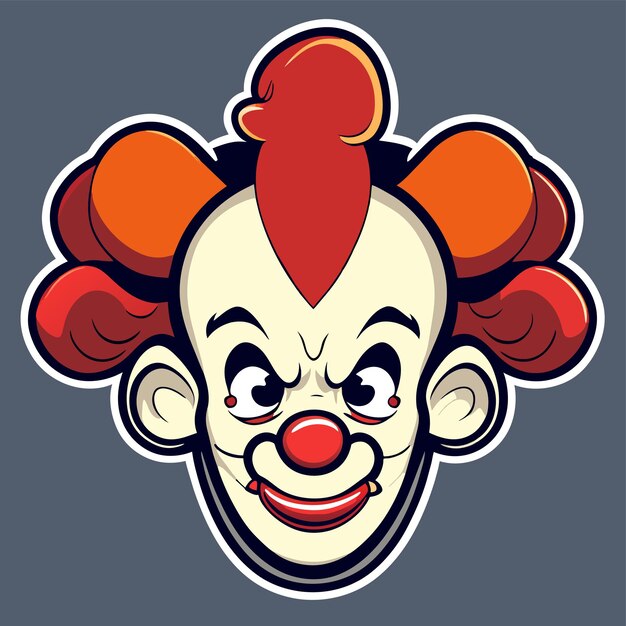 Vector kleurrijke clown met de hand getekend platte stijlvolle cartoon sticker icoon concept geïsoleerde illustratie