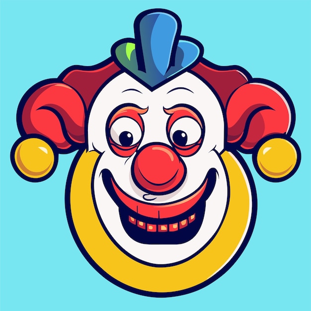 Vector kleurrijke clown personage portret met de hand getekend platte stijlvolle cartoon sticker icoon concept geïsoleerd