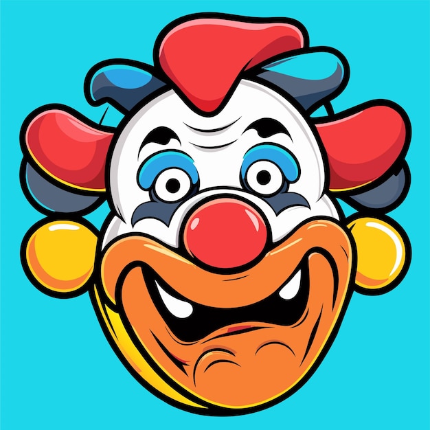 Vector kleurrijke clown personage portret met de hand getekend platte stijlvolle cartoon sticker icoon concept geïsoleerd