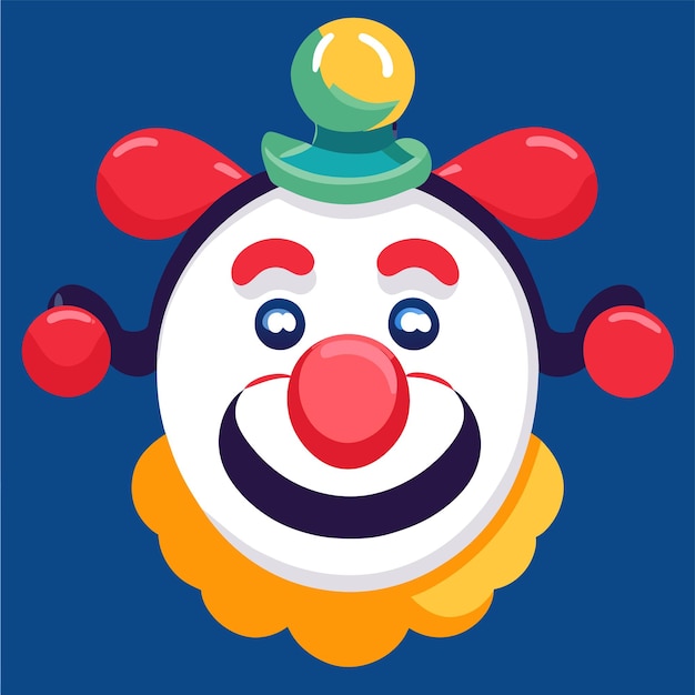 Kleurrijke clown personage portret met de hand getekend platte stijlvolle cartoon sticker icoon concept geïsoleerd