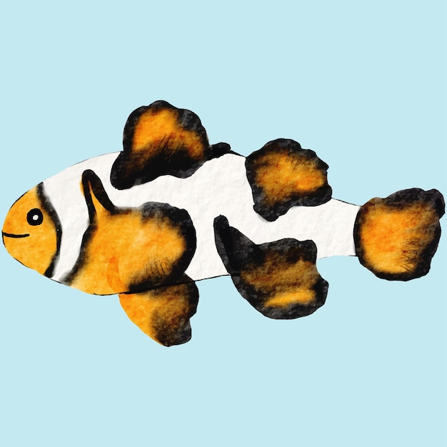 Kleurrijke clown vis aquarel artistieke mariene illustratie